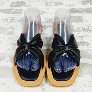 New Crevo Leather Black Bow Kitty Slip On Sandals F244